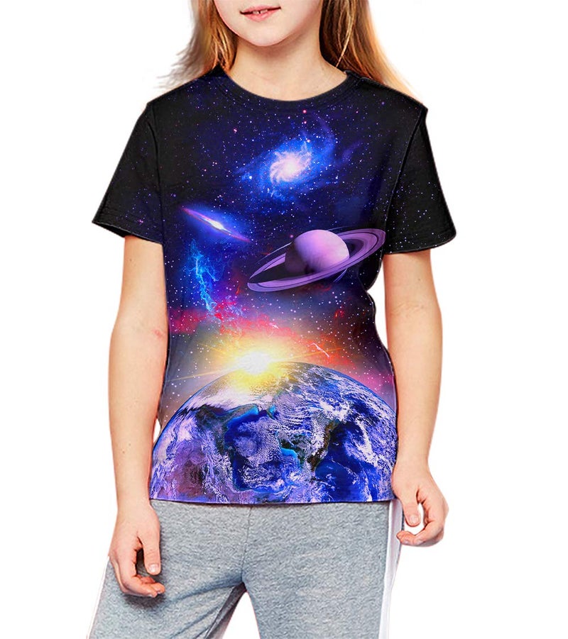 LAIDIPAS Kids Shirts for Boys Girls Summer T-Shirts for Children Unisex Short Sleeve 3D Graphic Space Tops Outfit 11-13 Years - Image 4